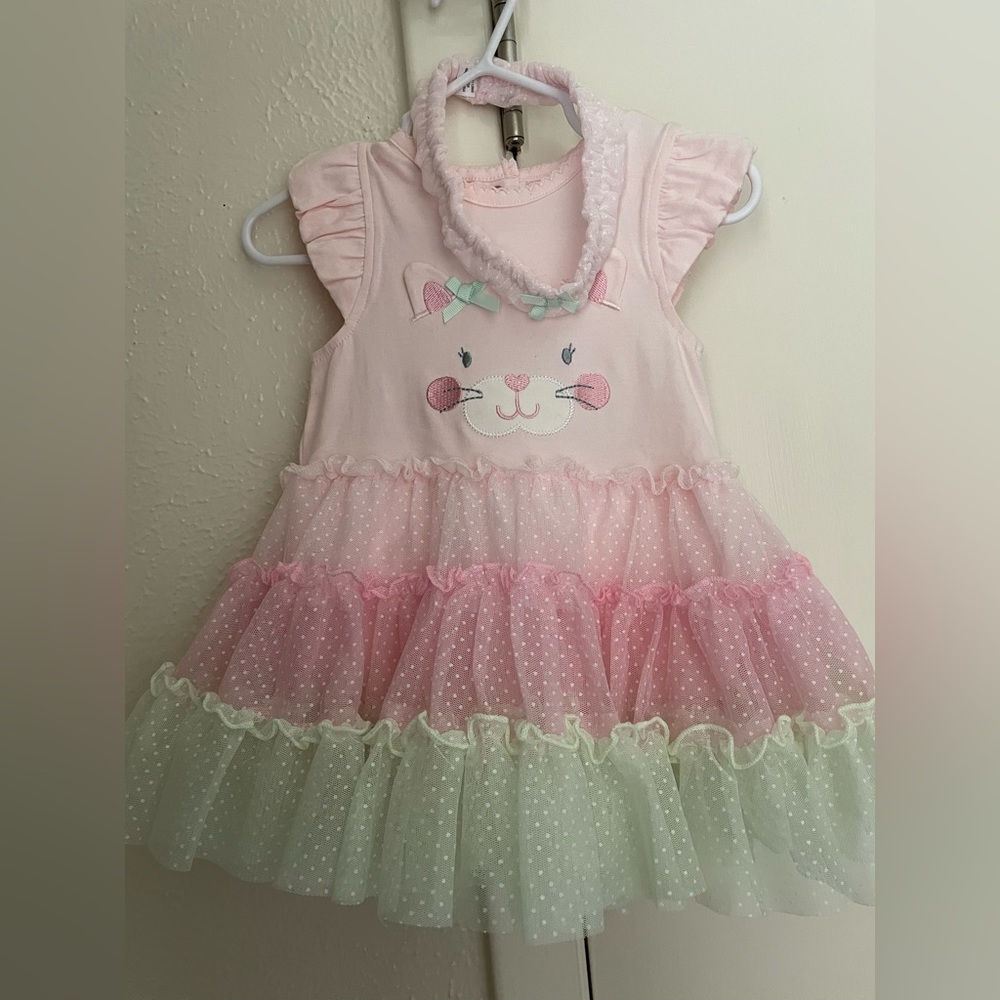 12 mo baby girl onsie dress Little Me Bunny dress Easter
